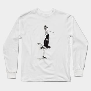 Audrey Hepburn Retro Girl Long Sleeve T-Shirt